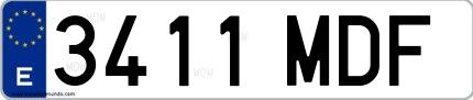 Ejemplo de matrícula española 3411 MDF