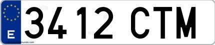 Ejemplo de matrícula española 3412 CTM