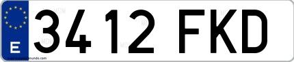 Ejemplo de matrícula española 3412 FKD