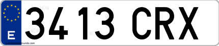 Ejemplo de matrícula de coche ordinaria 3413 CRX