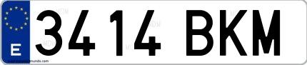 Ejemplo de matrícula española 3414 BKM