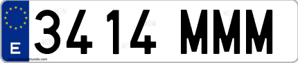 Ejemplo de matrícula de coche ordinaria 3414 MMM