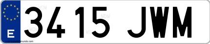 Ejemplo de matrícula española 3415 JWM