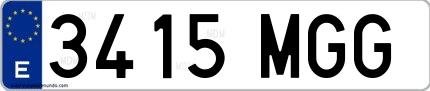 Ejemplo de matrícula española 3415 MGG