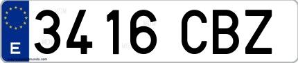 Ejemplo de matrícula española 3416 CBZ