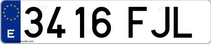 Ejemplo de matrícula española 3416 FJL
