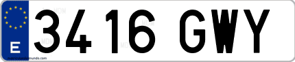 Ejemplo de matrícula de coche ordinaria 3416 GWY