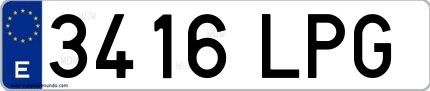 Ejemplo de matrícula española 3416 LPG
