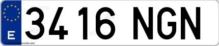 Ejemplo de matrícula española 3416 NGN