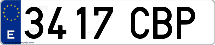 Ejemplo de matrícula de coche ordinaria 3417 CBP