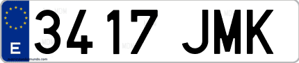 Ejemplo de matrícula de coche ordinaria 3417 JMK