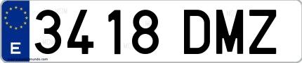 Ejemplo de matrícula española 3418 DMZ
