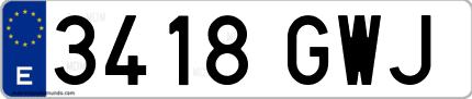 Ejemplo de matrícula de coche ordinaria 3418 GWJ