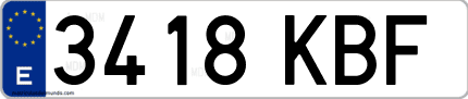Ejemplo de matrícula de coche ordinaria 3418 KBF