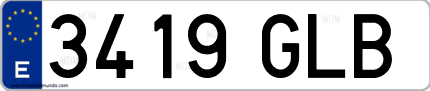 Ejemplo de matrícula de coche ordinaria 3419 GLB