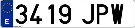 Ejemplo de matrícula española 3419 JPW