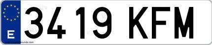 Ejemplo de matrícula española 3419 KFM