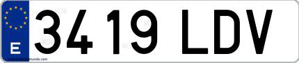 Ejemplo de matrícula española 3419 LDV