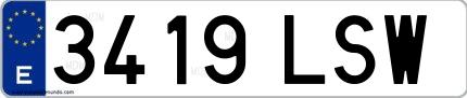 Ejemplo de matrícula española 3419 LSW