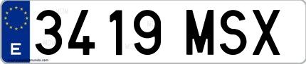 Ejemplo de matrícula española 3419 MSX