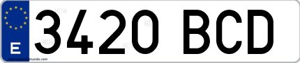 Ejemplo de matrícula de coche ordinaria 3420 BCD