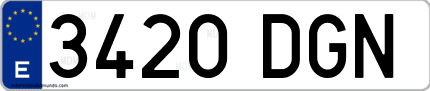 Ejemplo de matrícula de coche ordinaria 3420 DGN