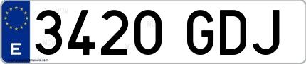 Ejemplo de matrícula española 3420 GDJ