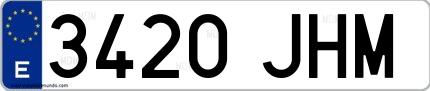 Ejemplo de matrícula española 3420 JHM