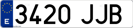 Ejemplo de matrícula de coche ordinaria 3420 JJB