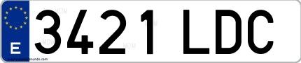 Ejemplo de matrícula española 3421 LDC