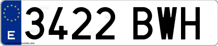 Ejemplo de matrícula de coche ordinaria 3422 BWH
