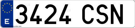Ejemplo de matrícula de coche ordinaria 3424 CSN