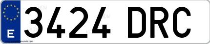 Ejemplo de matrícula española 3424 DRC