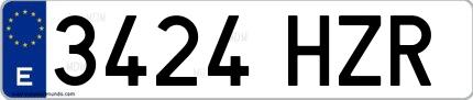 Ejemplo de matrícula de coche ordinaria 3424 HZR