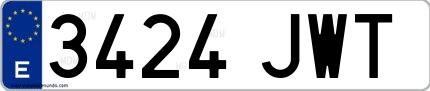 Ejemplo de matrícula española 3424 JWT
