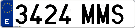 Ejemplo de matrícula de coche ordinaria 3424 MMS