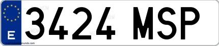 Ejemplo de matrícula española 3424 MSP