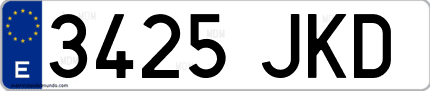 Ejemplo de matrícula de coche ordinaria 3425 JKD