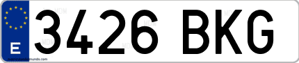 Ejemplo de matrícula de coche ordinaria 3426 BKG