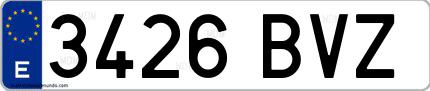 Ejemplo de matrícula española 3426 BVZ