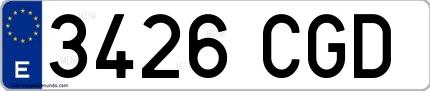 Ejemplo de matrícula española 3426 CGD