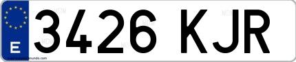 Ejemplo de matrícula española 3426 KJR