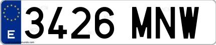 Ejemplo de matrícula española 3426 MNW