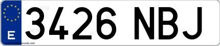 Ejemplo de matrícula de coche ordinaria 3426 NBJ