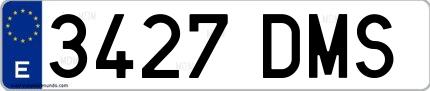 Ejemplo de matrícula española 3427 DMS
