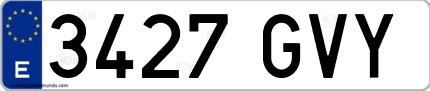Ejemplo de matrícula de coche ordinaria 3427 GVY
