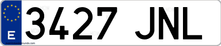 Ejemplo de matrícula de coche ordinaria 3427 JNL