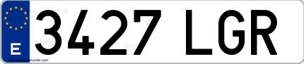 Ejemplo de matrícula española 3427 LGR