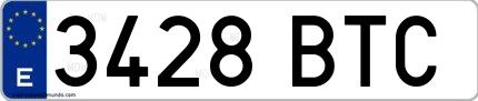 Ejemplo de matrícula española 3428 BTC