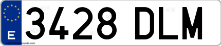 Ejemplo de matrícula de coche ordinaria 3428 DLM
